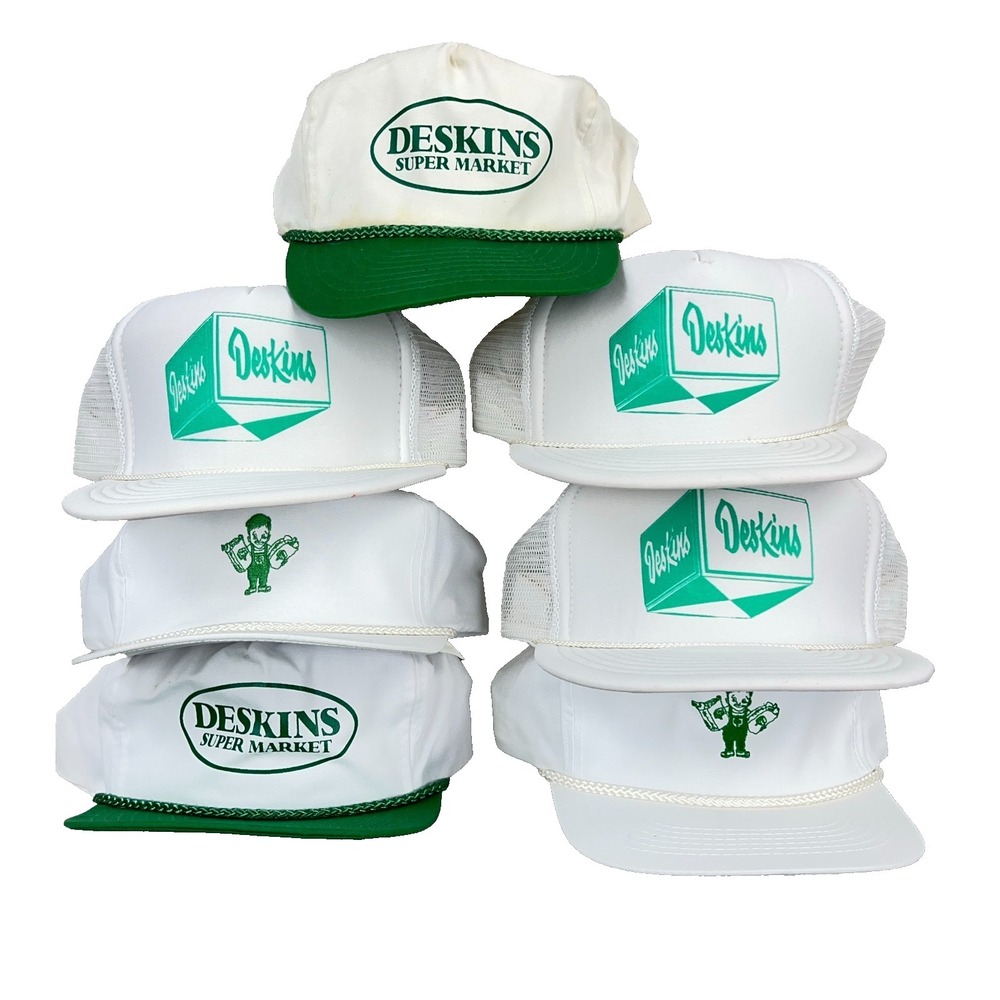 Vintage Trucker Hat Lot Snapback Cap 80s 90s Deskins Grocery Store Rope Mesh‎